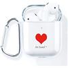 AKABEILA Cover AirPods Case, compatibile con AirPods 2 e 1 cover trasparente custodia protettiva per AirPods 2 Case (LED anteriore visibile) Moschettone antiurto custodia motivi carini, cuore