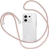 XTCASE Cover con Cordino per Xiaomi Redmi Note 13 Pro 5G/Poco X6 5G, Trasparente Custodia con Laccio Tracolla Collana, Ultra Sottile Morbido Silicone TPU Antiurto AntiGraffio Anticaduta, Oro Rosa