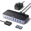 UGREEN Switch USB 5Gbps KVM Commutatore 2 PC Ingressi Condividono 7 Uscite Periferiche USB per Tastiera Mouse Disco Rigido Stampante Scanner Microfono con 2 Adattatori USB C e Alimentatore DC 12V 2A