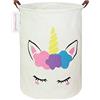 Queenlala - Cestino portaoggetti grande, pieghevole, rotondo, per la biancheria, per il bagno, per la casa, per il bambino, per la casa, per bambini e abbigliamento per bambini (unicorno dorato)
