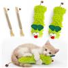 Uyubao Set Giocattolo per Gatti, Bruco Peluche & Bastoncini Vite Argentata, Pulizia Dentale, Interattivo, Antistress, Dentizione Gattino, Gatto Interno, Confezione da 4