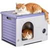 PETCUTE Casetta per Gatti in Plastica per Esterni,per Interni ed Esterni,Impilabile,Cuccia Cane Esterno,Isolata,Impermeabile,Rifugio Resistente all'Acqua,per Gatti Selvatici,Viola