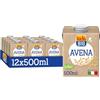 ISOLA BIO Bevanda di Avena Biologica 12x500ml | Bevanda vegetale, senza zuccheri aggiunti, basso contenuto di grassi, 100% naturale, bio, vegan, avena italiana