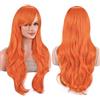 IMISSU 70 cm capelli lunghi acqua parrucche ondulate con frangia parrucca costume cosplay (Arancione vivido)