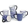 vancasso SELENE - Tazze da Caffè Grandi in Porcellana con Manico - 6 x 360 ml - Stile Cinese Blu e Bianco - Per Tè, Caffè, Cappuccino - Adatti a Lavastoviglie e Microonde