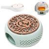 SAMSYOKI Scalda Teiera in Ceramica Fornello Teiera con Stuoia e Portacandele Scaldino per Teiera Design Cavo Scalda tè in Porcellana Base Scalda per Mantenere Caldi tè e Caffè (Ciano)