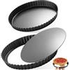YIYAXIN 2Pcs Teglia Crostata Fondo Removibile, Stampo Crostata Morbida Ondulato Tonda Acciaio Carbonio 22cm & 28cm, Teglie Tortiera Torta Bordo Scanalato Antiaderente Cassaforte Amovibile per Torte Frutta