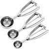 Fayomir Set di paletta per biscotti - Piccola / 1 cucchiaio medio / 2 cucchiai / 3 cucchiai - Porzionatore per gelato in acciaio inox 18/8 / paletta per cupcake/bolla di melone