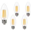 Linqzxz Ampadina LED E27 a forma di candela,lampadine a vite Edison, 6W equivale a 60W, Bianco caldo 2700K C35 Lampadine in vetro a candela, 600lm, Confezione da 5 pezzi [Classe di efficienza energetica F]