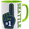 OM3 Number One #1 Seattle - Tazza in ceramica, 325 ml, stampa su entrambi i lati, verde chiaro