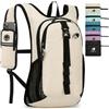 Outplea Zaino da Trekking Pieghevole 15L, Piccolo Impermeabile Zaino Montagna Uomo e Donna, Ultraleggero Impermeabile da Giorno Casual per Escursioni Viaggi Brevi Campeggio Ciclismo, Beige