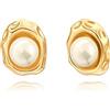Aobei Pearl Orecchini a cerchio, con perla, placcati in oro 18 carati, Oro giallo, Nessuna pietra preziosa