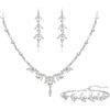 Clearine Set di gioielli da sposa per le spose, elegante perla simulata zircone cubico ciondolo collana marchese foglia goccia orecchini set per le donne festa prom, Zirconia cubica artificiale