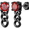 Bandmax Orecchini a Cerchio in Acciaio Inossidabile Uomo con Zircone Rosso/Nero - Orecchini a Cerchio Donna - Piercing Punk - Gioielli Fantasia per Compleanni