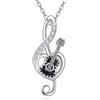 VONALA Collana musicale in argento Sterling 925 con ciondolo a forma di cuore con note musicali e zirconia cubica, regalo per donne e ragazze