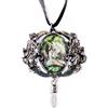Anne Stokes Enchanted Cameos Collana con ciondolo a forma di cammeo ovale in stile cabochon con doppio unicorno e luna mezzaluna, con contagocce di cristallo fatto a mano in stile pugnale, con nastro - opera d'arte di Anne Stokes