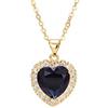 HMOOY Collana Con Ciondolo A Forma Di Cuore Dell'oceano, Con Ciondolo A Forma Di Cuore In Cristallo Placcato Oro Bianco Con Catena E Pietre Preziose A Forma Di Cuore E