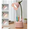 Colexy Lampada da Scrivania per Bambini, USB Ricaricabile Luce Scrivania Protezione Degli Occhi, Lampada da Comodino Pieghevole & Dimmerabile, Lampada Lettura Bambini Touch per Studiare Dormitorio (Rosa)