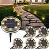 LOTMOS 6 Pezzi Luci Solari da Giardino, 8 LED Faretti Sepolta Solari a Led da Esterno IP68 Impermeabile, Lampade Luce Solare da Terra Decorazione per Cortile Vialetto Paesaggio Prato, Bianco Caldo