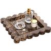 TABHOUKIT Vassoio Portaoggetti Bagno Marmo Naturale Svuotatasche Ingresso Vassoio da Letto Organizer per Toletta Fazzoletti Candele Asciugamani Cosmetici Profumo Marrone Scuro 20 x 20 cm