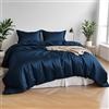 LINENWALAS - Set completo di biancheria da letto in bambù biologico al 100%, 4 pezzi, per letto matrimoniale, morbido e rinfrescante, set di biancheria da letto in seta di bambù, 1 copripiumino, 1