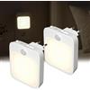 BrightWish 2 Pezzi Luce Notturna LED con Sensore di Movimento - Lampada da Presa LED Dimmabile e Amica degli Occhi, 3000K Bianco Caldo per Camera Bambini, Corridoio, Scale, Cucina