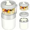JASTOO Tazza per Cereali,Porta Yogurt con 2 Scomparti Indipendenti,Sicura Pratica | Porta Yogurt Termico Acciaio Inossidabile con Coperchio e Cucchiaio, Contenitore Pranzo per Bambini, 530ml+330ml (Bianco)