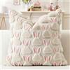 Artscope 1 Pezzi Pasqua Federe in Lana Corta Velluto Copricuscini Morbido Decorativo Fodere per Cuscino Lusso Stile per Divano Camera da Letto Coniglio Orecchio Rosa - Beige 50x50 cm