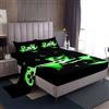 Loussiesd Gamer Lenzuolo con angoli per ragazzi ragazze ragazzi, set di lenzuola per videogiochi,lenzuola per videogiochi,nero,verde,Galaxy Action con bottoni e 1 lenzuolo con angoli +1 federa singolo