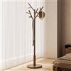 AQIMUELE Attaccapanni, Appendiabiti da Terra in Legno, 12 Ganci, 3 Altezze, per Cappotti, Cappelli e Borse, per Ingresso, Ganci e Palo in Legno di Gomma, Design ad Albero, Noce