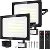 Viugreum 2 Pack150W Faretto LED per Esterno con Sensore di Movimento 15000LM Bianco Freddo Faro LED Esterno IP65 Impermeabile LED Spotlight con Telecomando e Timer per Giardino Garage