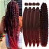 Gozill Capelli per Trecce Sfumati Bordeaux Pre-Stirati Senza Nodi Boho Capelli per Trecce Bohémien per Trecce Boho Rosso Scuro Ondulati Ricci Profondi Capelli Boho per Trecce (5 Confezioni)