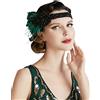 BABEYOND Fascia Charleston Anni 20 Con Piume Di Pavone, Capelli Donna, Accessori Gatsby (Verde Scuro)