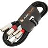 VisioSound Cavo Twin 2 x XLR Maschio a 2 x Jack Mono 6.35mm 1/4 / Cavo Patch Segnale Audio 1.5m