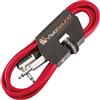 VisioSound Cavo Chitarra 6.35mm 1/4 Jack Mono a Jack ad Angolo/Cavo Strumento / 6 Colori 3m Rosso