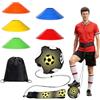 PIANKEKE Kit Allenamento Calcio, con Cinesini per Allenamento Calcios, 1 Elastici per Allenamentos e 12 Coni a Disco e 1 Borsa portaoggetti, per palloni di Misura 3/4/5