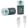 Lighthouse Torches Lighthouse - Batterie ricaricabili tipo C USB-C, confezione da 2, 3000 mAh, agli ioni di litio, 1,5 V, con ricarica rapida da 2,5 ore, fino a 1200 cicli di ricarica e cavo di ricarica doppio da USB-A