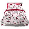 Franco Set Trapunta e Lenzuola, Microfibra, Rosso-Hello Kitty, 7 Pezzi Queen Size