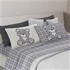 PENSIERI DELICATI Completo Letto Matrimoniale, 100% Cotone Caldo e Morbido, 2 Piazze 180x200cm, Include Lenzuolo sotto, sopra e 2 Federe, Made in Italy, Tartan Orsetto Grigio