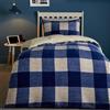 Bedlam - Copripiumino in pile Teddy a scacchi blu - letto matrimoniale (200 x 200 cm) - design reversibile - comodo e morbido copripiumino in pile - blu e bianco tartan/flanella - biancheria da letto