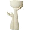 DRW Vaso con 2 mani in piedi in fibra di vetro in crema finitura cemento 83 x 46 x 36 cm