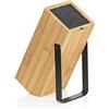 kela Ceppo portacoltelli senza coltelli KIRIL, portacoltelli in legno di bambù con inserto in setole, supporto in metallo nero