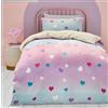 Bedlam Copripiumino in pile con cuore rosa e orsetto, per letto singolo (140 x 200 cm), biancheria da letto arcobaleno con cuore innamorato, comodo e morbido in pile a forma di cuore, per letto da