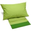 Caleffi 63569 Cotone Bikolor Copriletto Lenzuola per Singolo Letto, Verde