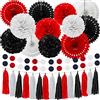 WILLBOND 29 pezzi 2022 decorazioni per laurea in carta per topi decorazione a nido d'ape, decorazione per feste a tema ghirlanda per laurea, compleanno, baby shower, matrimonio (bianco, rosso, nero)
