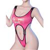 THSCWY Sexy Fibbia Body Slingshot Bikini Naughty Bodycon Game Over Outfits One Piece Lingerie per le Donne Tuta Elastica Rosa