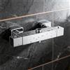 Stanew Miscelatore Termostatico Universale STANEW, 2 Uscite Rubinetto, Miscelatore Doccia Termostatico per Doccia, Ottone, Cromato Moderno, alto 3/4 BSP (26,4 mm) + basso 1/2 BSP (21 mm)