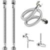 Fourindo 2 tubi flessibili da 3/8 pollici (60 cm: 30 + 30 cm), tubo corazzato in acciaio inox 304 con filettatura/filettatura esterna, flessibile per rubinetto, valvola angolare, cassetta di