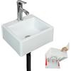 shawoo Lavello da bagno piccolo, montaggio a parete, montaggio a parete, installazione senza fori, lavello autoadesivo 40 x 20 cm con foro per rubinetto da 3 cm, mini lavello in plastica per casa,