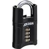 Jekosa® JKS55 Lucchetto a Combinazione 4 Cifre Antiscasso - Serratura per Cancello Esterno, Armadietto e Palestra - Lucchetto Impermeabile in Lega di Zinco, Arco 55mm Senza Chiave